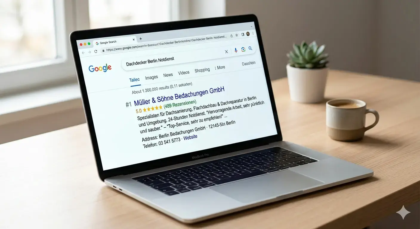 Google-Suchergebnisse für einen Handwerksbetrieb
