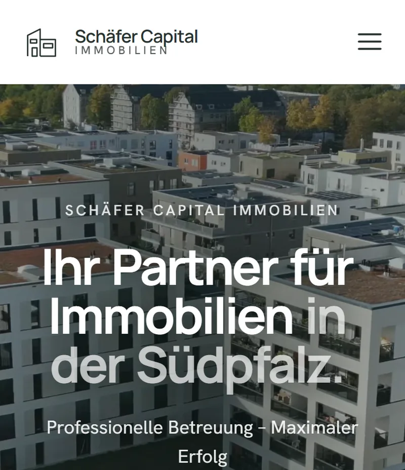 Website von Schäfer Capital Immobilien aus der Südpfalz