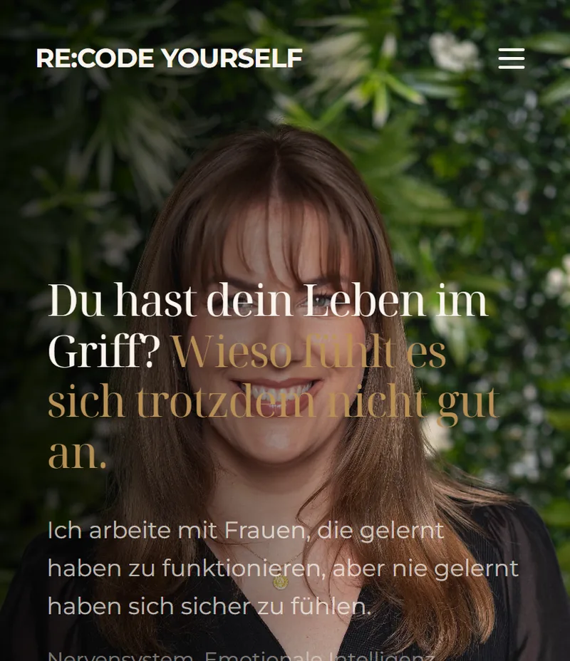 Website von RE:CODE YOURSELF, somatisches Coaching aus Hamburg